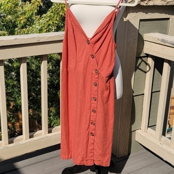 LOVE TREE BURNT ORANGE MIDI DRESS, SZ LARGE - Picture 2 of 11